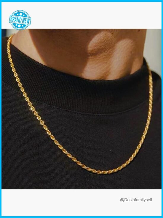 14kt Gold Plated Rope Chain Non Tarnish 2mm-10mm Widths 18  14K Yellow Gold Twisted Rope Chain Necklace Classic Elegant Unisex Jewelry